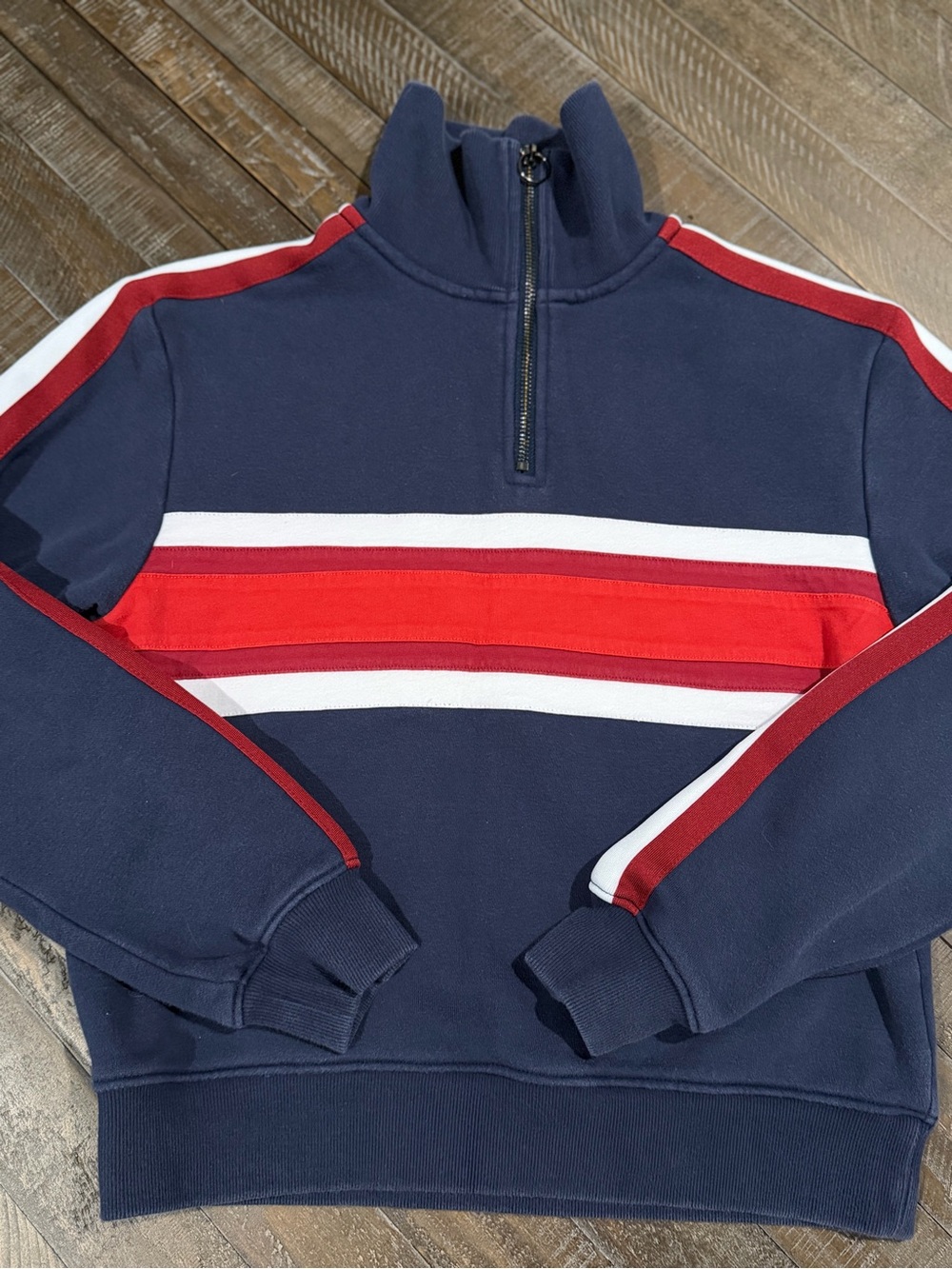 Tommy Jeans Quarter-Zip Sweatshirt XS – Navy Red White Colorblock